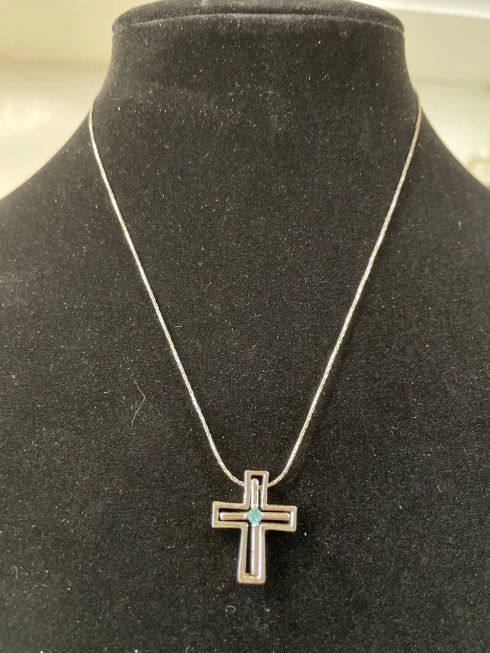 18K GP White Gold Articulated Cross Necklace